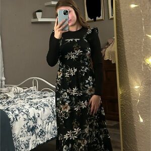 Floral Black Dress